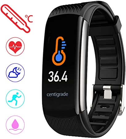 PYBBO Fitness Tracker with Body Temperature Blood Pressure Blood Oxygen Heart Rate Sleep Monitor, IP67 Waterproof Tracker Fit Smart Watch with Step Counter Call Message for Women Men Kids