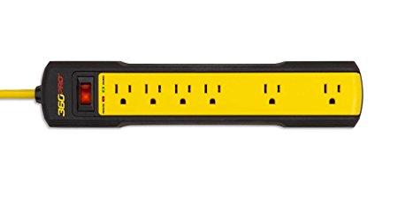 360 Electrical 36003 Pro Heavy Duty Surge Strip with Hexacore, Black/Yellow