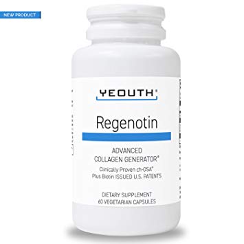 Regenotin with Biotin 5000mcg, ch-OSA Boosting Collagen and Keratin by YEOUTH. Proven to Reduce Wrinkles Vitamin Supplement for Skin, Hair, Nails and Joints. All-Natural, Wrinkle-Reducing - 60 Count