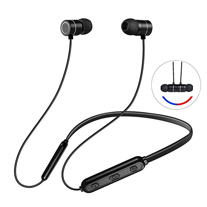 Wireless In-Ear Headphones Neckband Sports Bluetooth Headsets (Super sound quality Bluetooth4.1 aptx 10 Hours Play Time,volume control buttons)Noise Cancelling Sweat Proof Earphones Bluetooth Headphon