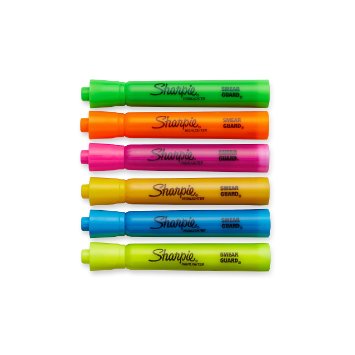 Sharpie ACCENT Highlighter, Tank Highlighter Chisel, Pouch of 6, Fluorescent Assorted (25076)
