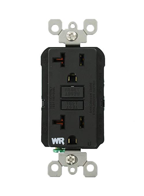 Leviton GFWR2-E Self-Test SmartlockPro Slim GFCI Weather-Resistant Receptacle with LED Indicator, 20 Amp, Black