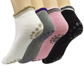 Attmu Non Slip Skid Yoga Pilates Socks with Grips Cotton for Women