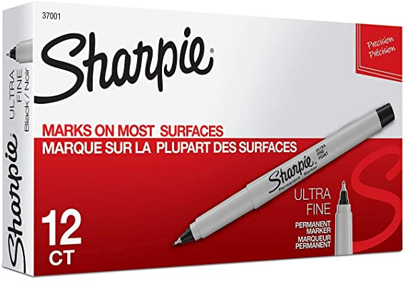 Sharpie 37001 Permanent Markers, Ultra Fine Point, Black, 24 Count