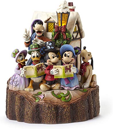 Disney Traditions by Jim Shore Mickey and Friends Caroling Light-Up Stone Resin Figurine, 7.25”