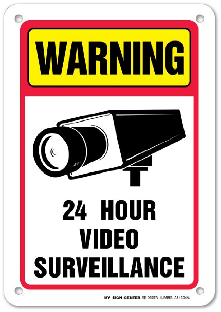 24 Hour Video Surveillance Laminated Warning Sign - MADE IN USA - 10"x7" - .040 Rust Free Aluminum