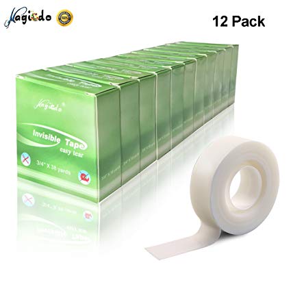 Magicdo Invisible Tape Set, Writable and Tearable, Boxed (3/4 inch x 38 Yards x 12 Rolls, 1" Core)