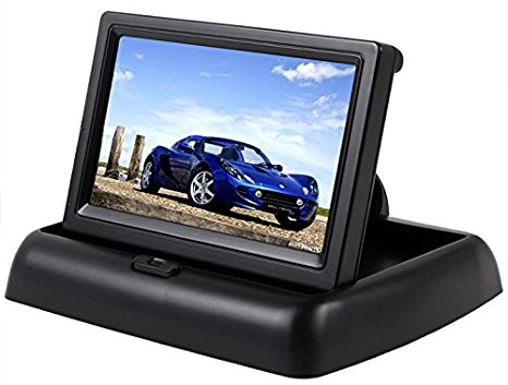 AutoLover Foldable 4.3 Inch Anti-Glare Color TFT Car Reversing Rear View Camera Monitor with Digital LCD Display Screen