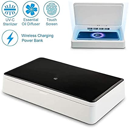 UV Cell Phone Sanitizer, Smart Phone UV Sterilizer Box,Portable UV Light Phone Cleaner,Eliminate Up to 99.9% of Bacteria&Virus,Voice Aromatherapy Function Disinfector for Mobile Phone Jewelry Watch