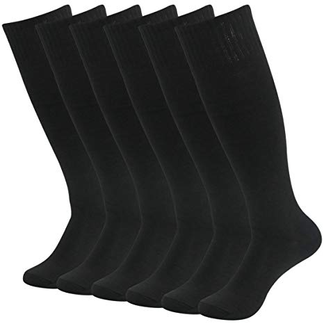Fasoar Unisex Knee High Sports Football Tube Soccer Socks Pack of 2, 6 or 12