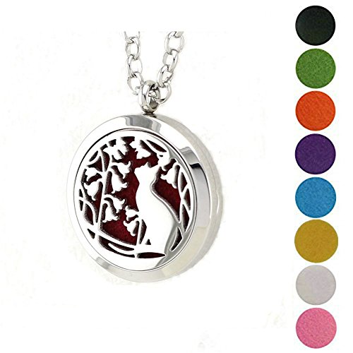 Jenia Essential Oil Diffuser Necklace Aroma Hyop-Allergenic Magnetic Locket Pendant With Chain&Pads