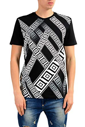 Versace Collection Men's Black Graphic Print T-Shirt US XL IT 54