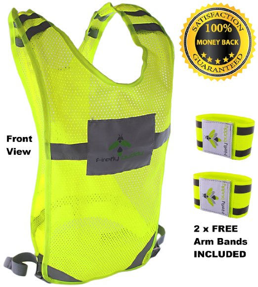 FIREFLY BUDDY Reflective Running Vest, Great for Cycling, Biking, Walking with FREE Arm Bands. Best Safety Gear for Men & Women Outdoor Activities