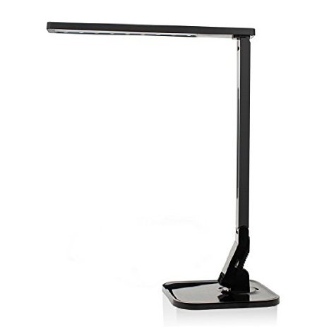 ANNT 4 Lighting Modes 5-level Dimmer LED Desk Lamp Dimmable Reading Light with USB Port Piano Black