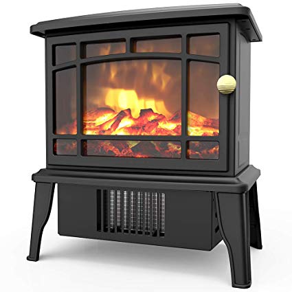 OPOLAR Mini Portable Electric Fireplace Heater, Small Desktop Space Heater with Realistic Log Fuel Effect, Space-Saving, Over-Heating Protection, A Perfect Decoration for Home Office-500W