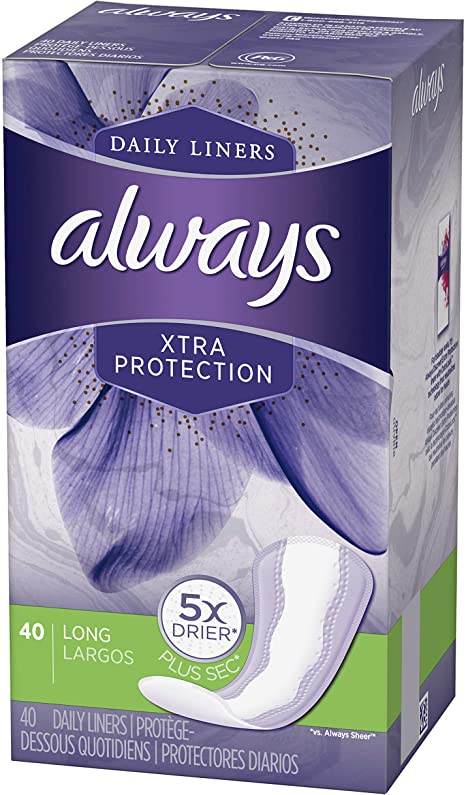 Always Dailies Xtra Protection Long Liners 40 ea