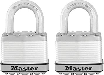 Master Lock Padlock, Magnum Laminated Steel Lock, 2 in. Wide, M5XT (Pack of 2-Keyed Alike)