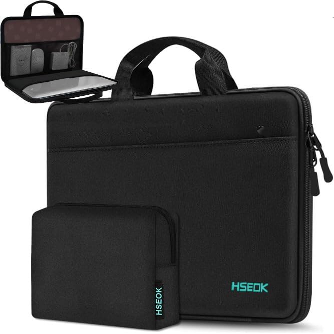Hseok Laptop Sleeve 13.3 Inch Case Briefcase Compatible with All Model of 13.3 Inch MacBook Air/Pro, XPS 13, Most Popular 13"-13.6" Notebooks,Black with Small Bag