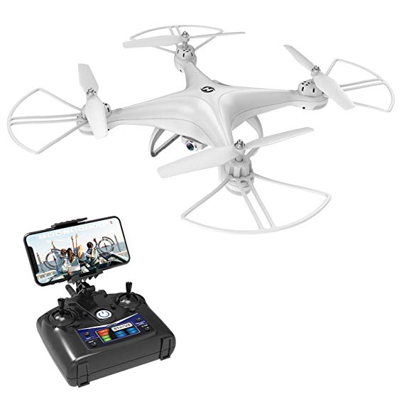 Holy Stone HS110D Drone with Camera Live Video FPV 120°Wide-Angle WiFi RC Quadcopter for Kids and Adults with Altitude Hold Headless Mode 3D Flips RTF Modular Battery, White