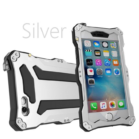 iPhone 6 6S 47 Waterproof Case Shockproof with Gorilla Glass R-just Gundam Cool Aluminum Metal Case Tough Armor Cover fit for iPhone 6 6S 47 with Touch Screen Protector - Silver