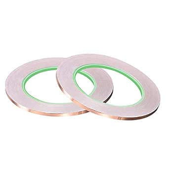 uxcell Double-Sided Conductive Tape Copper Foil Tape Adhesive Adhesive 3mm x 30m/98.4ft for Guitar, EMI Shielding Crafts, Electrical Repairs, Stained Glass, Stained Glass 2pcs