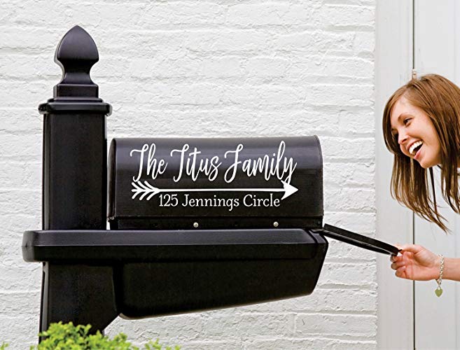 Farmhouse Mailbox Decal | Set of 2 | Name Decal for Mailbox | Mailbox Number Sticker | Personalized Mailbox Decal
