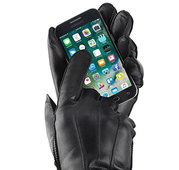 Isotoner Men's Smartouch Stretch Leather Glove with Center Palm Vent