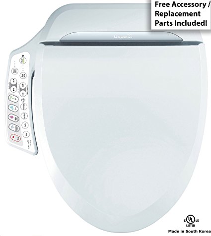 USPA UB-6235 Warm Water Bidet Toilet Seat, Dual Nozzle, Heated Seat/Air Dry (FREE ACCESSORY GIFT PACKAGE INCLUDED) (Small)