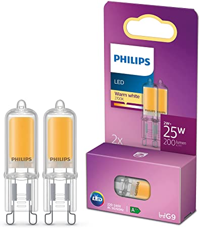 Philips LED Classic Light Bulb Capsule 2 Pack [G9] 25W, Warm White (2700K), Non Dimmable