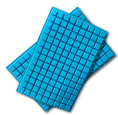 2 Pack Silicone Candy Molds, 126 Cavity Gummy Molds Hard Candy Molds Mini Square Ice Cube Tray for Homemade Jello Truffle Chocolate Pralines Caramels and Ganache (Blue)
