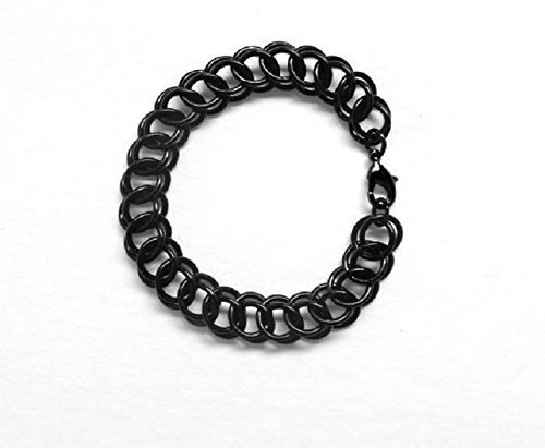 Woven Chainmail Bracelet - Black Handmade Chain Bracelet (Custom Size)