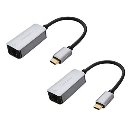 USB C to RJ45 Adapter, CableCreation [ 2 Pack ] Type C to Gigabit Ethernet with 10 Mpbs, 100 Mbps, 1000 Mbps Network Adapter, Compatible with MacBook Pro 2017, XPS 13, Surface Book 2, Space Gray