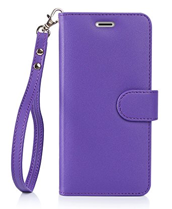 iPhone 7 Plus Case, Apple iPhone 7 Plus Case, iPhone 7 Plus Wallet Case, FYY [RFID Blocking wallet] 100% Handmade Wallet Case Stand Cover Credit Card Protector for iPhone 7 Plus Purple