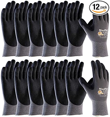 ATG 34-874/S MaxiFlex Ultimate - Nylon, Micro-Foam Nitrile Grip Gloves - Black/Gray - Small - 12 Pair Per Pack