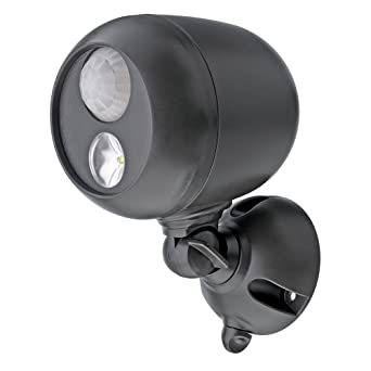 Mr. Beams Wireless LED Round Spotlight with Motion Sensor & Photocell (140 Lumens, MB360, Black, Battery Operated)