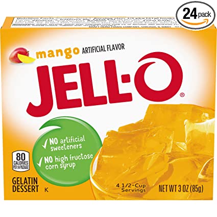 JELLO Mango Gelatin Dessert Mix (3oz Boxes, Pack of 24)