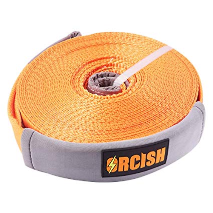 ORCISH 66ft X 2In Tree Saver Recovery Tow Strap Winch Strap17600lb Capacity
