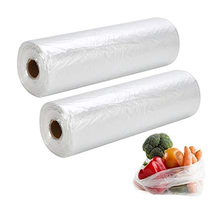 PAPRMA Clear Plastic Bags, 12" X 20" Plastic Clear Produce Bag for Fruits, Vegetable, Kitchen, Food Storage Bags On a Roll, 350pcs/Roll, 2 Rolls