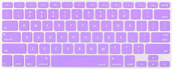 MOSISO Silicone Keyboard Cover Compatible with MacBook Pro 13/15 Inch(with/Without Retina Display,2015 or Older Version), Older MacBook Air 13 Inch (A1466 / A1369, Release 2010-2017), Light Purple