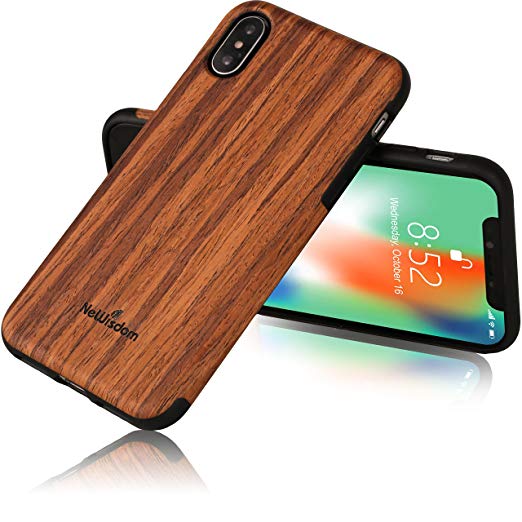 NeWisdom iphone x soft wood case, Non Slip Thin Slim Unique Designed wooden cover - Sandal