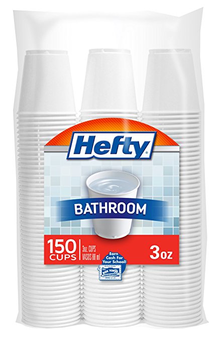 Hefty Plastic Bathroom Cups (White, 3 Ounce, 150 Count)