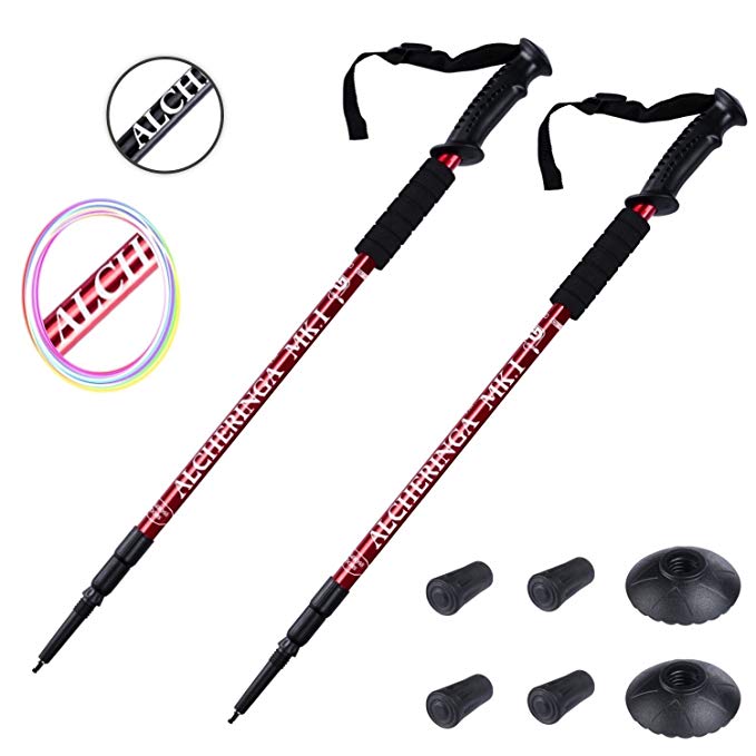 Alcheringa Pair of Collapsible Trekking poles/Hiking Sticks – From 65 to 135cm – With Shock Absorption