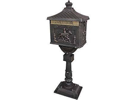 Giantex Heavy Duty Postal Box Security Aluminum Post/Pedestal Cast Mailbox Bronze