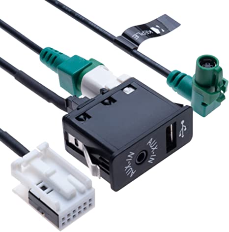 USB AUX Car Switch   USB 4 pin Connecting Wire   AUX 12 pin Harness Cable | Compatible with BMW 1 3 5 6 E81 E82 E87 E88 E90 E91 E92 E93 E60 E61 F07 F10 F11 E63 E64 F06 F12 F13 Vehicle Radio | 4.9 ft