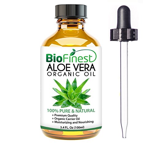 Biofinest Aloe Vera Organic Oil - 100% Pure, Natural, Cold-Pressed - Premium Quality - Best Moisturizer For Hair, Face & Skin - Boost Wound Recovery - FREE E-Book and Dropper (100ml)