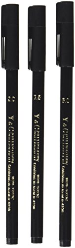 Yasutomo NSC603A Calligraphy Chisel Tip Markers, 7.68" Height, 2" Width, 0.58" Length, Black (Pack of 3)