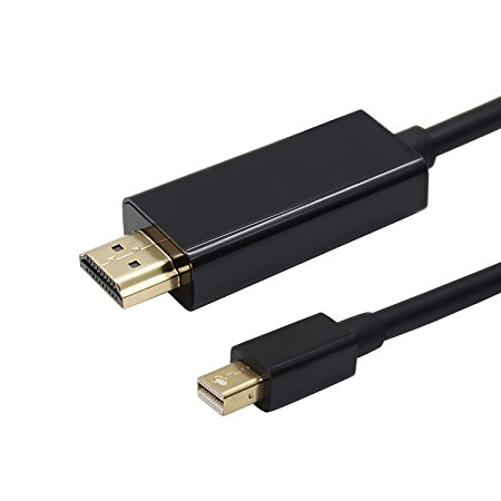 Mini DP to HDMI, TecBillion Gold Plated Mini DisplayPort to HDMI Cable, Mini DisplayPort(Thunderbolt™ 2 Port Compatible)to HDTV Cable, Mini DisplayPort 1.2 Supporting 4K，Black, 6 Feet