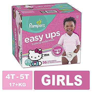 Pampers Easy Ups Pull On Disposable Training Diaper for Girls Size 6 (4T-5T), Super Pack, 56 Count