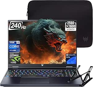 acer Predator Helios 16 Gaming Laptop, 16" WQXGA 240Hz Display, Intel-Core i9-13900HX(24-core), GeForce RTX 4080, 32GB DDR5, 1TB SSD, Backlit keyboard, Wi-Fi 6E, Windows 11 Pro, with Laptop Stand