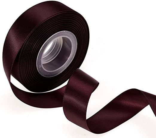 ATRibbons 25 Yards 1 Inch Solid Double Face Satin Ribbon for DIY Hair Accessories Scrapbooking Gift Wrapping, Bow Headbands and Craft(Burgundy)